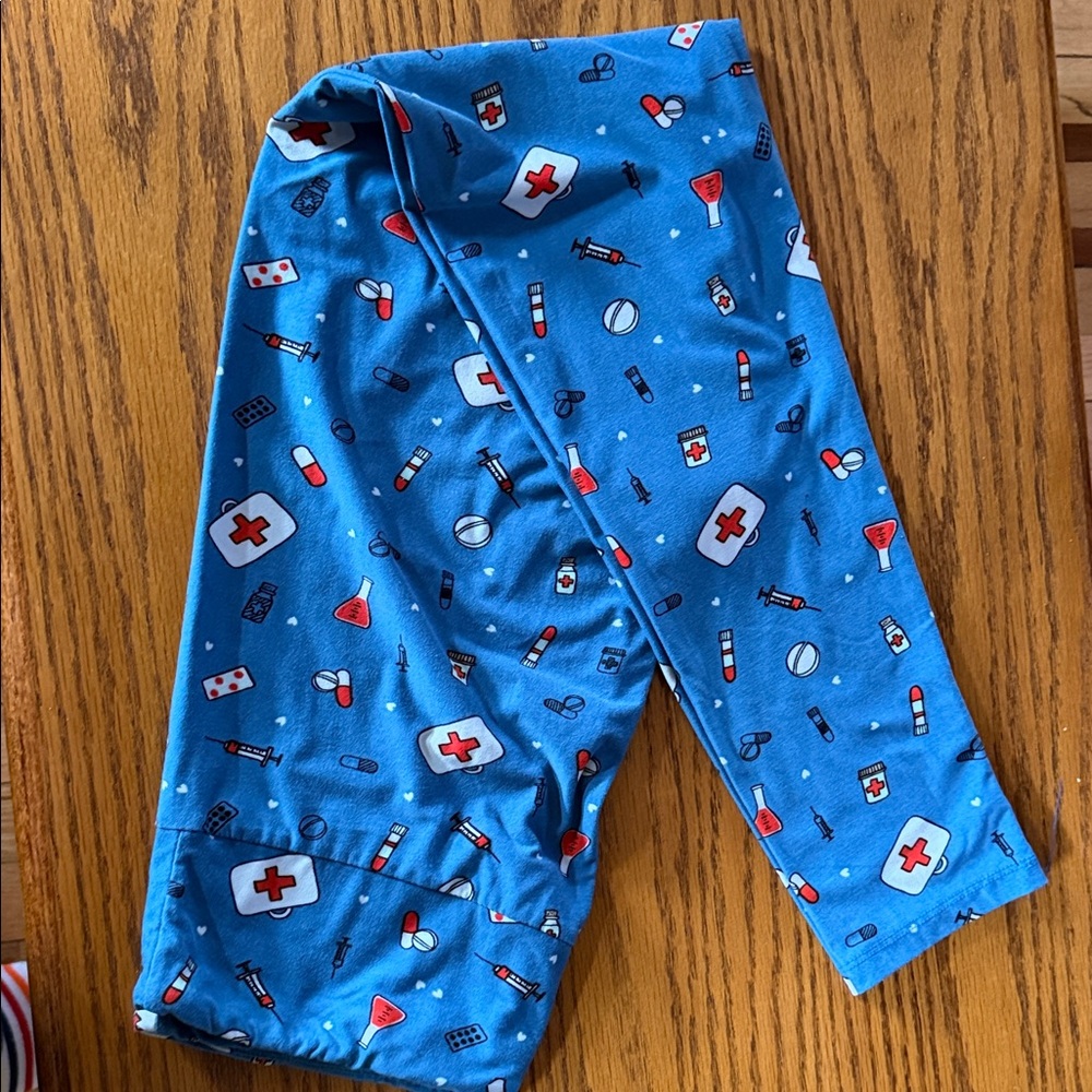 Lularoe  Blue Medical Print Pants.